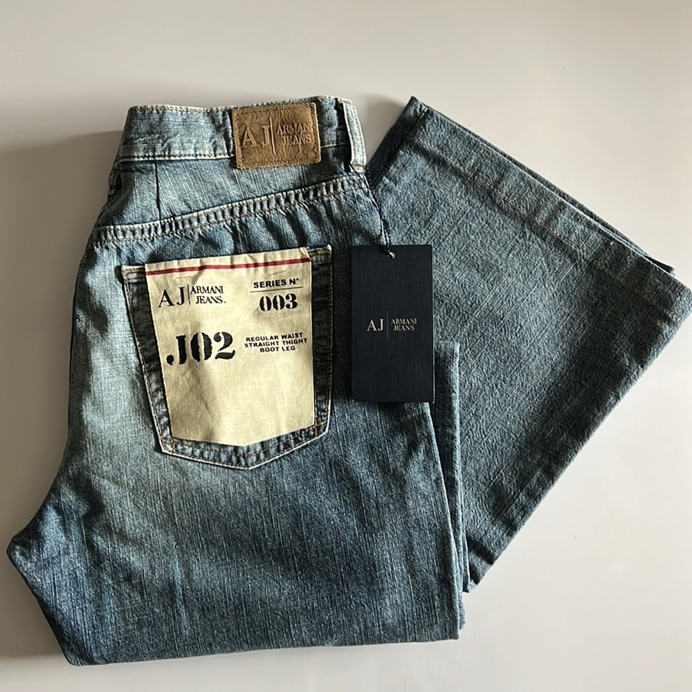 Armani Jeans Regular Waist Straight Thight Boot Leg Women Indigo Jeans Size: 29